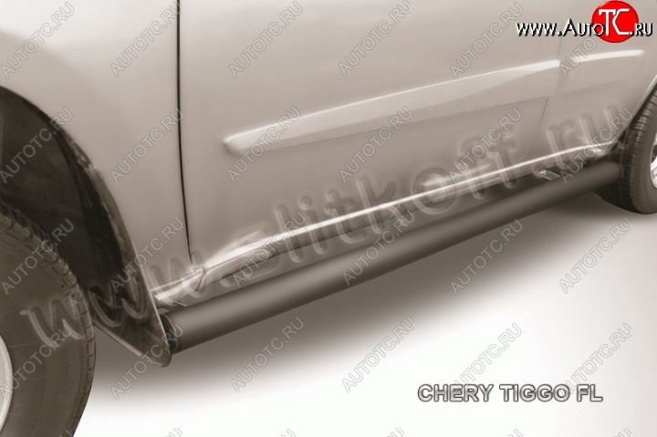 11 749 р. Защита порогов d76 труба Slitkoff  Chery Tiggo T11 (2013-2016) рестайлинг (Цвет: серебристый)  с доставкой в г. Екатеринбург