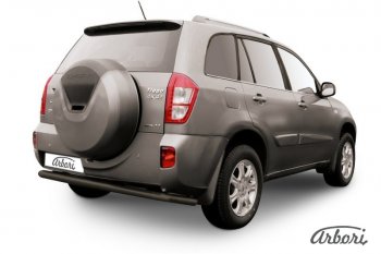 6 029 р. Защита заднего бампера Arbori (длинная, черная, 1 труба d57 mm). Chery Tiggo T11 рестайлинг (2013-2016)  с доставкой в г. Екатеринбург. Увеличить фотографию 1