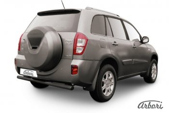 5 399 р. Защита заднего бампера Arbori (с проступью, черная, 1 труба d76 mm).  Chery Tiggo T11 (2013-2016) рестайлинг  с доставкой в г. Екатеринбург. Увеличить фотографию 1