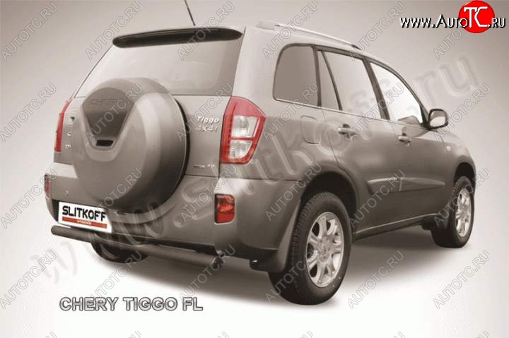 6 999 р. Защита заднего бампера из трубы d76 Slitkoff (с поступью) Chery Tiggo T11 рестайлинг (2013-2016) (Цвет: серебристый)  с доставкой в г. Екатеринбург