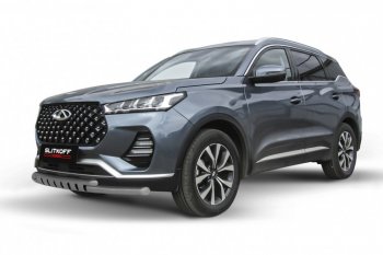 Защита переднего бампера Slitkoff (Ø 57+Ø 42 мм). Chery Tiggo 7 PRO (2019-2025)