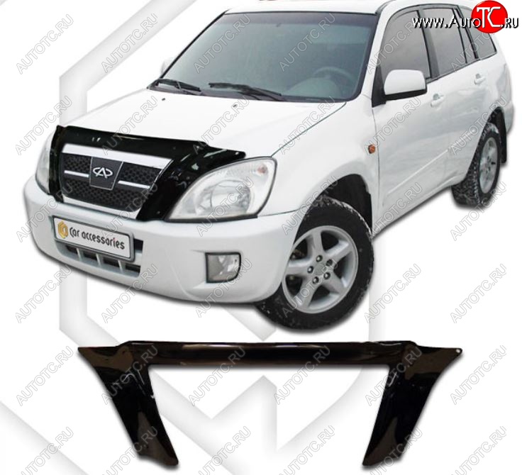 2 599 р. Дефлектор капота CA-Plastic exclusive  Chery Tiggo T11 (2005-2013) дорестайлинг (Classic черный, Без надписи)  с доставкой в г. Екатеринбург