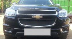 1 469 р. Сетка в решетку радиатора (верхняя) Russtal  Chevrolet Trailblazer  GM800 (2012-2016) дорестайлинг (черная)  с доставкой в г. Екатеринбург. Увеличить фотографию 2