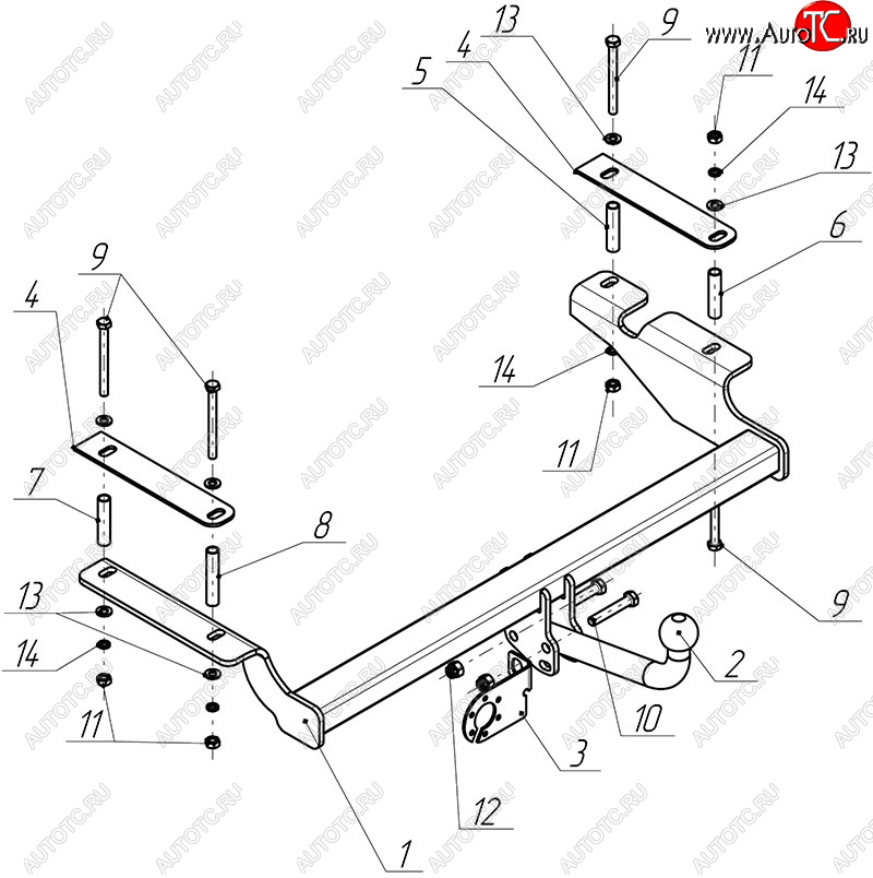 7 649 р. Фаркоп Avtos (съемный шар тип A)  Chevrolet Aveo  T250 (2006-2011) седан рестайлинг (Без электропроводки)  с доставкой в г. Екатеринбург