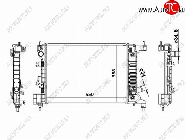 5 999 р. Радиатор двигателя SAT (пластинчатый, МКПП/АКПП) Chevrolet Aveo T300 седан (2011-2015)  с доставкой в г. Екатеринбург