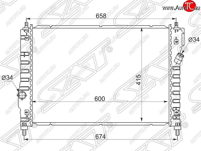 5 799 р. Радиатор двигателя SAT (пластинчатый)  Chevrolet Aveo ( T200,  T300) (2002-2015) хэтчбек 5 дв, хэтчбек  с доставкой в г. Екатеринбург