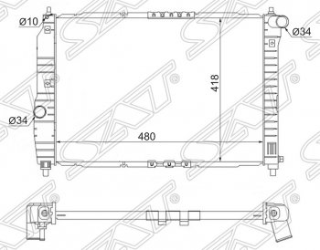 Радиатор двигателя SAT (трубчатый, 1.2, МКПП) Chevrolet Aveo T200 седан (2003-2008)