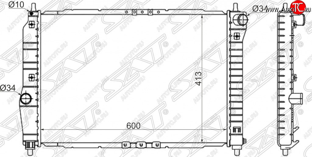 4 199 р. Радиатор двигателя SAT (трубчатый, 1.4, МКПП) Chevrolet Aveo T200 седан (2003-2008)  с доставкой в г. Екатеринбург