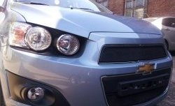 1 469 р. Нижняя сетка на бампер Russtal (черная)  Chevrolet Aveo  T300 (2011-2015) седан, хэтчбек  с доставкой в г. Екатеринбург. Увеличить фотографию 2