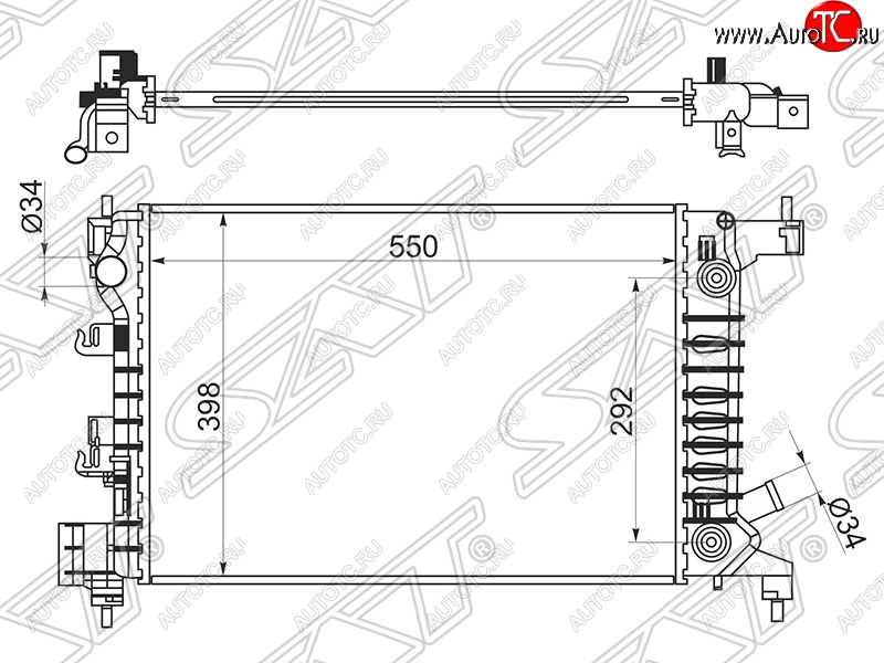 12 499 р. Радиатор двигателя SAT (пластинчатый, 1.2/1.4, АКПП) Chevrolet Aveo T300 седан (2011-2015)  с доставкой в г. Екатеринбург