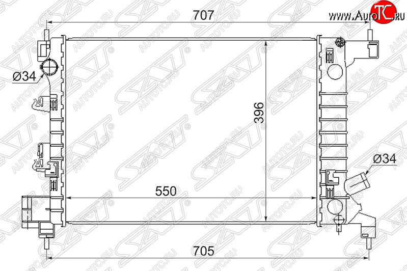 5 999 р. Радиатор двигателя SAT (пластинчатый, 1.2/1.4, МКПП) Chevrolet Aveo T300 хэтчбек (2011-2015)  с доставкой в г. Екатеринбург