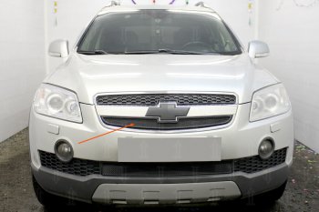 Защитная сетка решетки радиатора Стрелка 11 Стандарт (алюминий/пластик) Chevrolet Captiva  дорестайлинг (2006-2011)