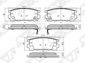 899 р. Колодки тормозные SAT (задние)  Chevrolet Captiva (2006-2016), Hyundai Terracan  HP (2001-2007), Opel Antara (2006-2015)  с доставкой в г. Екатеринбург. Увеличить фотографию 1