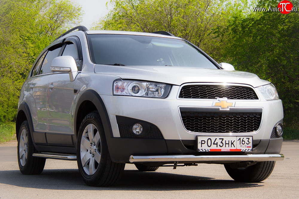 3 289 р. Одинарная защита переднего бампера диаметром 63 мм Petroil Tuning Chevrolet Captiva 1-ый рестайлинг (2011-2013) (Нержавейка)  с доставкой в г. Екатеринбург