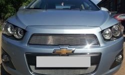 3 199 р. Сетка на бампер Russtal (хром)  Chevrolet Captiva (2013-2016) 2-ой рестайлинг  с доставкой в г. Екатеринбург. Увеличить фотографию 2