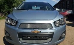 3 199 р. Сетка на бампер Russtal (хром)  Chevrolet Captiva (2013-2016) 2-ой рестайлинг  с доставкой в г. Екатеринбург. Увеличить фотографию 3