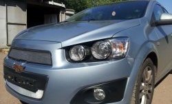 3 199 р. Сетка на бампер Russtal (хром)  Chevrolet Captiva (2013-2016) 2-ой рестайлинг  с доставкой в г. Екатеринбург. Увеличить фотографию 4