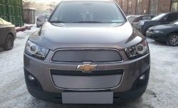 3 199 р. Сетка на бампер Russtal (хром)  Chevrolet Captiva (2013-2016) 2-ой рестайлинг  с доставкой в г. Екатеринбург. Увеличить фотографию 1