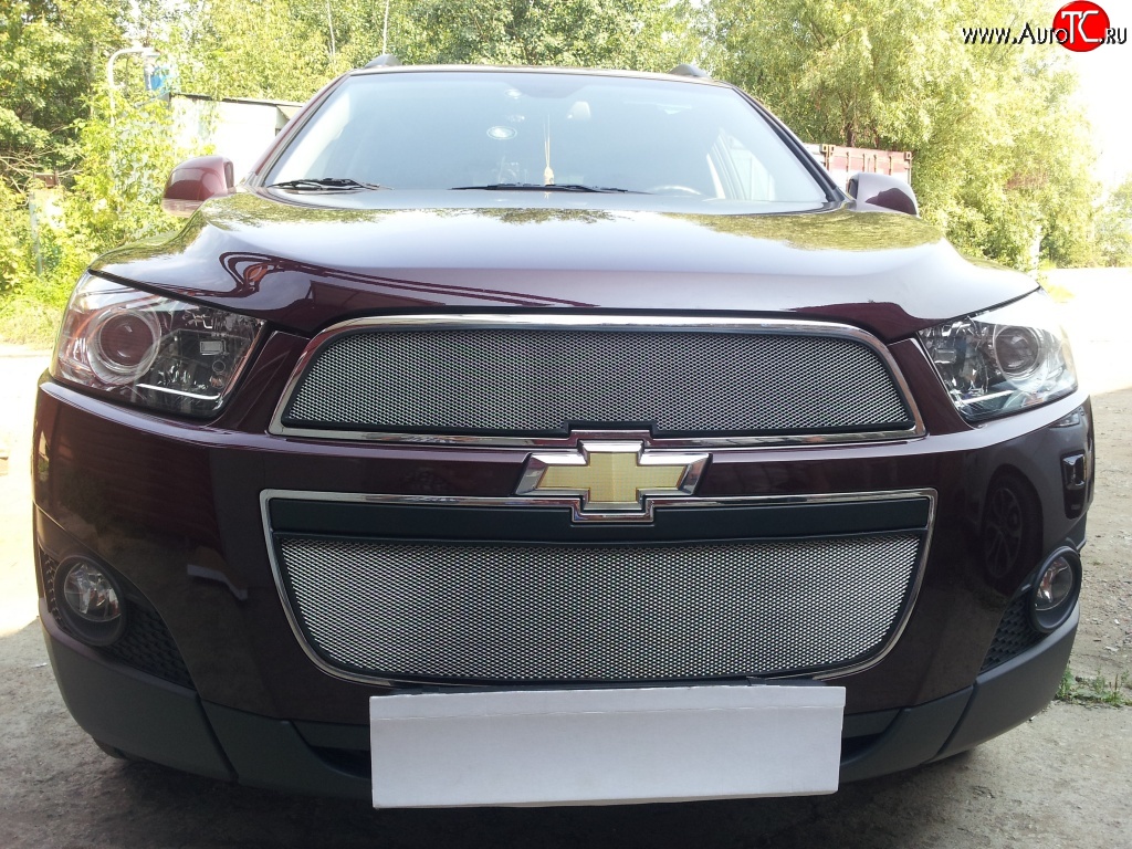 3 199 р. Сетка на бампер Russtal (хром) Chevrolet Captiva 1-ый рестайлинг (2011-2013)  с доставкой в г. Екатеринбург