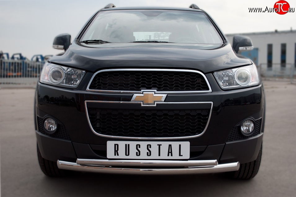 15 999 р. Защита переднего бампера (2 трубыØ63 и 42 мм, нержавейка) SLITKOFF Chevrolet Captiva  дорестайлинг (2006-2011)  с доставкой в г. Екатеринбург