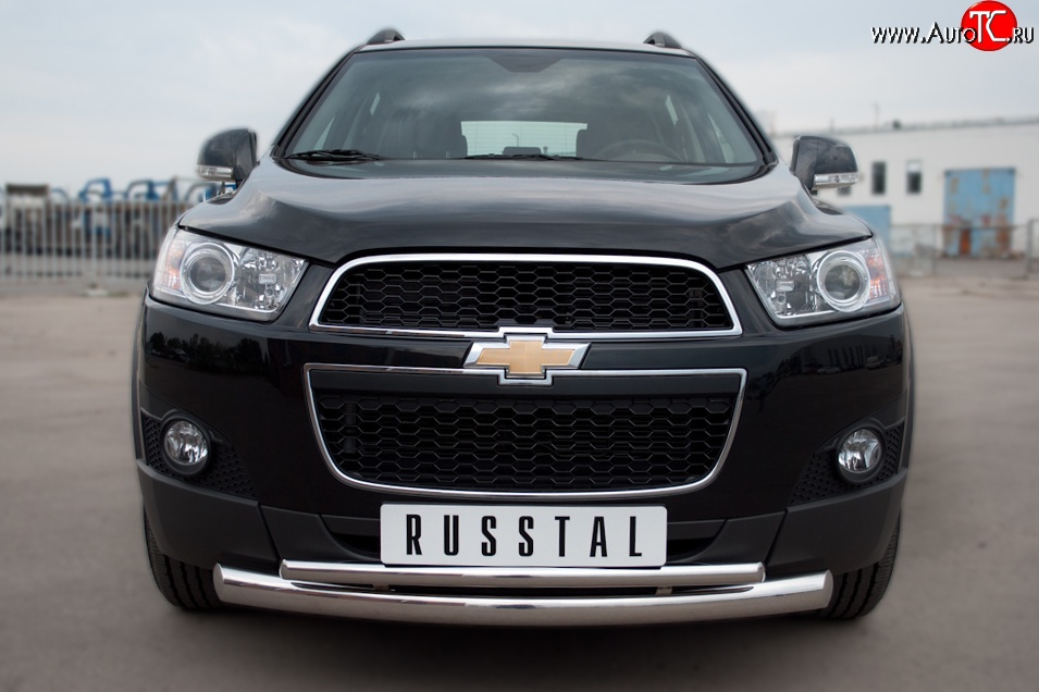 17 999 р. Защита переднего бампера (2 трубыØ76 и 42 мм, нержавейка) Russtal Chevrolet Captiva 1-ый рестайлинг (2011-2013)  с доставкой в г. Екатеринбург