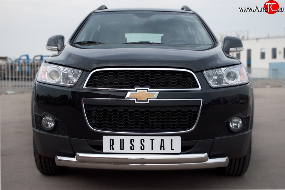 20 349 р. Защита переднего бампера (2 трубыØ76 и 63 мм, нержавейка) Russtal Chevrolet Captiva 1-ый рестайлинг (2011-2013)  с доставкой в г. Екатеринбург