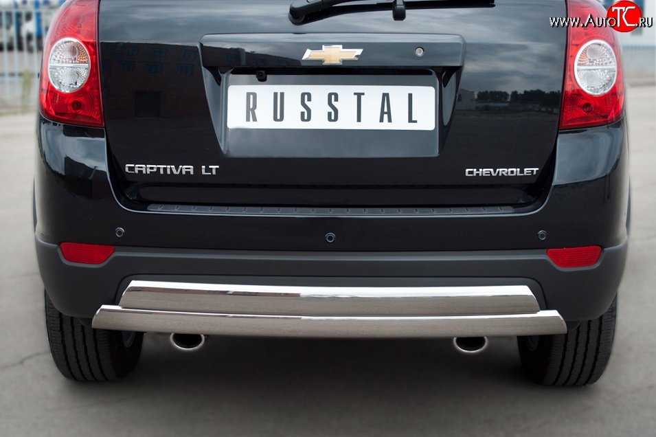 25 999 р. Защита заднего бампера (2 трубы Ø76х42 мм, нержавейка) Russtal Chevrolet Captiva 1-ый рестайлинг (2011-2013)  с доставкой в г. Екатеринбург