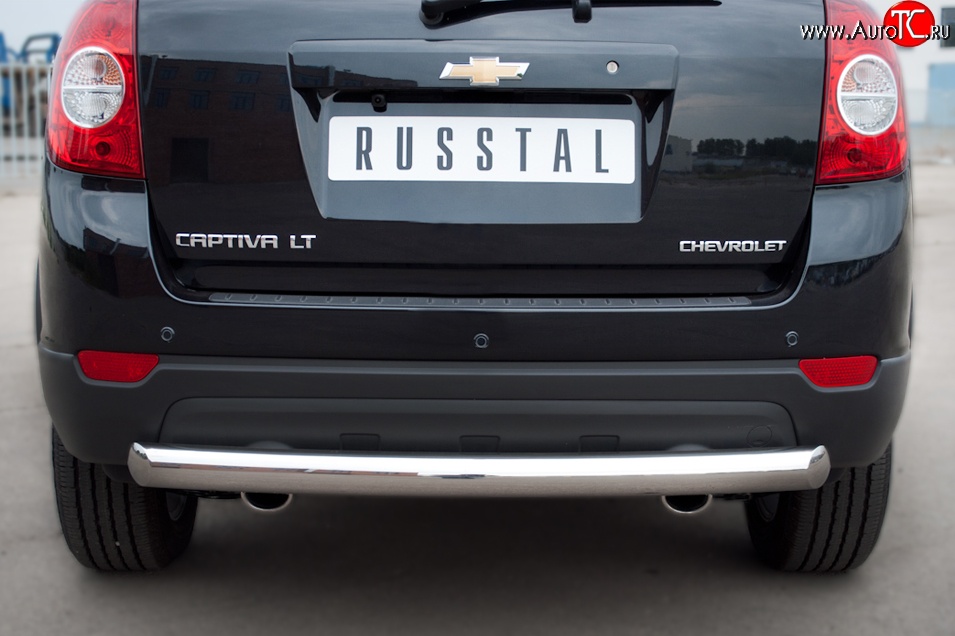 8 249 р. Одинарная защита заднего бампера из трубы диаметром 76 мм Russtal Chevrolet Captiva 1-ый рестайлинг (2011-2013)  с доставкой в г. Екатеринбург