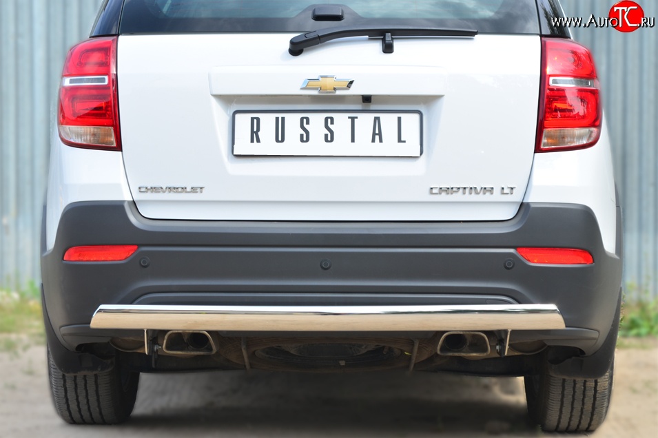 14 999 р. Защита заднего бампера (Ø75x42 мм, нержавейка) Russtal Chevrolet Captiva 2-ой рестайлинг (2013-2016)  с доставкой в г. Екатеринбург