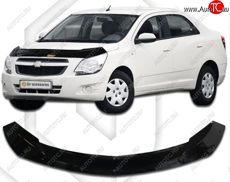 2 289 р. Дефлектор капота CA-Plastic  Chevrolet Cobalt (2011-2016) седан дорестайлинг (Classic черный, Без надписи)  с доставкой в г. Екатеринбург