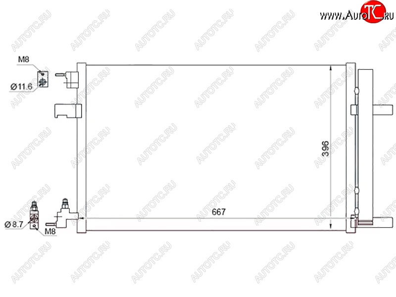 5 499 р. Радиатор кондиционера SAT (1.6 / 1.7D / 2.0D / 1.4T / 1.6T,  Chevrolet Cruze (J300,  J305,  J308), Orlando, Opel Astra (J), Insignia (A,  А), Zafira (С,  C)  с доставкой в г. Екатеринбург