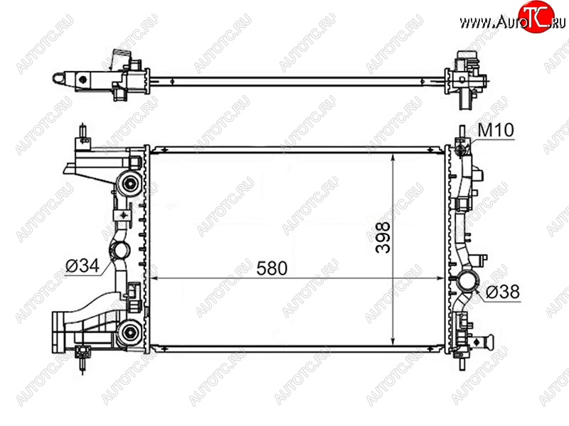 5 549 р. Радиатор двигателя SAT (1.6/1.8, трубчатый, АКПП) Chevrolet Cruze J300 седан дорестайлинг (2009-2012)  с доставкой в г. Екатеринбург