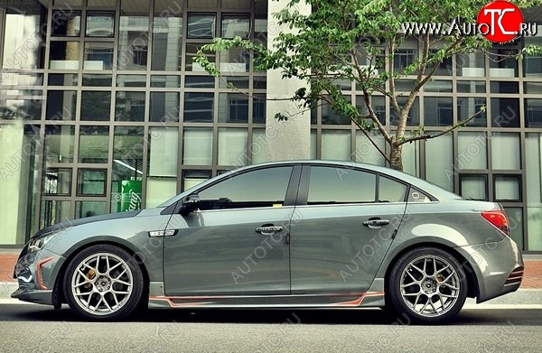 4 199 р. Пороги накладки CT Chevrolet Cruze J305 хэтчбек дорестайлинг (2009-2012) (Неокрашенные)  с доставкой в г. Екатеринбург