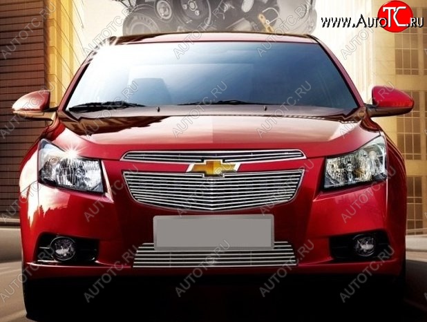 6 749 р. Декоративные вставки решетки радиатора и переднего бампера CT Chevrolet Cruze J300 седан рестайлинг (2012-2015) (Неокрашенная)  с доставкой в г. Екатеринбург