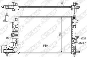 Радиатор двигателя SAT (пластинчатый, 1,4/1,6/1,8, МКПП) Chevrolet Cruze J300 седан дорестайлинг (2009-2012)