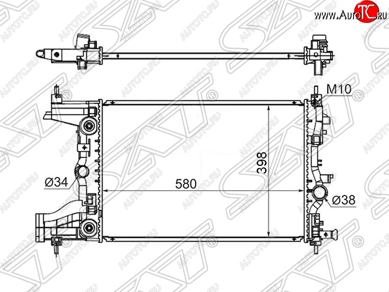 6 549 р. Радиатор SAT (пластинчатый, 1,8/1,6, АКПП) Chevrolet Cruze J300 седан дорестайлинг (2009-2012)  с доставкой в г. Екатеринбург