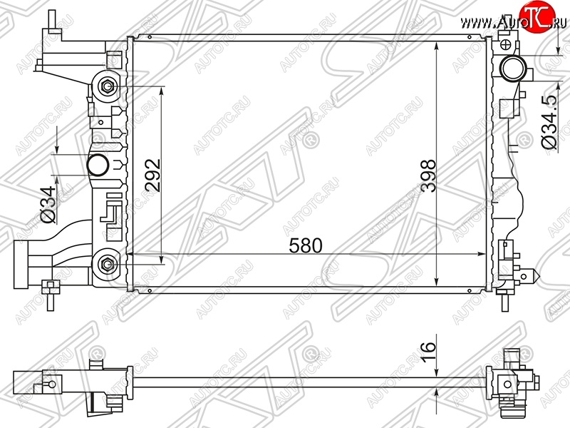 5 499 р. Радиатор двигателя SAT (трубчатый, МКПП/АКПП) Chevrolet Cruze J300 седан дорестайлинг (2009-2012)  с доставкой в г. Екатеринбург