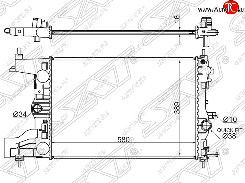 4 999 р. Радиатор двигателя SAT (трубчатый, 1.4/1.6/1.8, МКПП) Chevrolet Cruze J300 седан дорестайлинг (2009-2012)  с доставкой в г. Екатеринбург