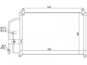 Радиатор кондиционера SAT Chevrolet (Шевролет) Lanos (Ланос) ( T100,  T150,  седан) (1997-2017), Daewoo (Даеву) Sense (Сенс)  Т100 (1997-2008), ЗАЗ (ZAZ) Chance (Шанс) ( седан,  хэтчбэк) (2009-2017),  Sens (Сенс) ( седан,  хэтчбэк) (2007-2017)