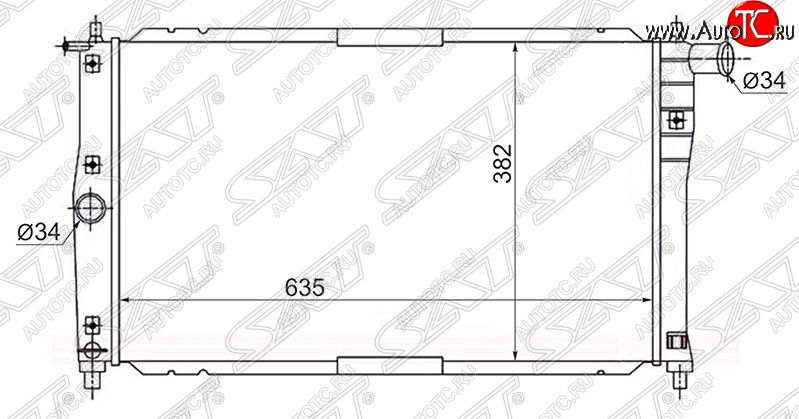 3 199 р. Радиатор двигателя SAT (трубчатый, 1.3/1.5/1.6, МКПП, кондиционер) Daewoo Sense Т100 седан (1997-2008)  с доставкой в г. Екатеринбург