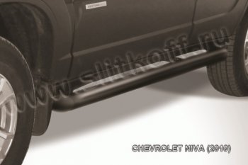 11 749 р. Защита порогов d76 труба Slitkoff Chevrolet Niva 2123 рестайлинг (2009-2020) (Нержавейка, Полированная)  с доставкой в г. Екатеринбург. Увеличить фотографию 1