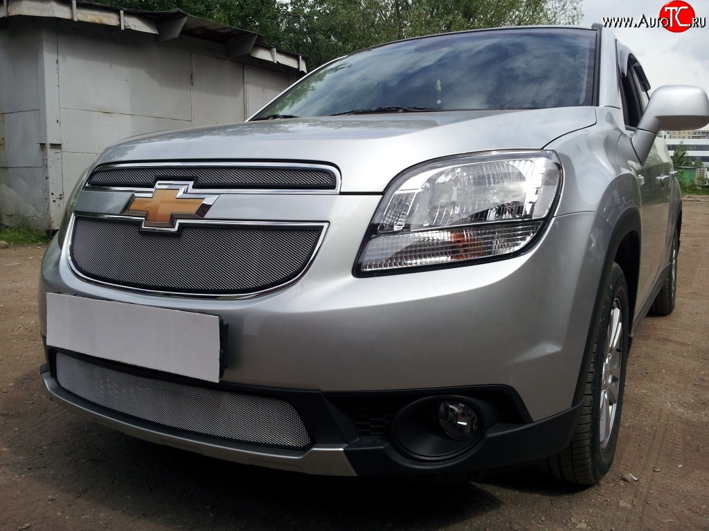 1 449 р. Сетка в решетку радиатора (верхняя) Russtal  Chevrolet Orlando (2011-2018) (хром)  с доставкой в г. Екатеринбург