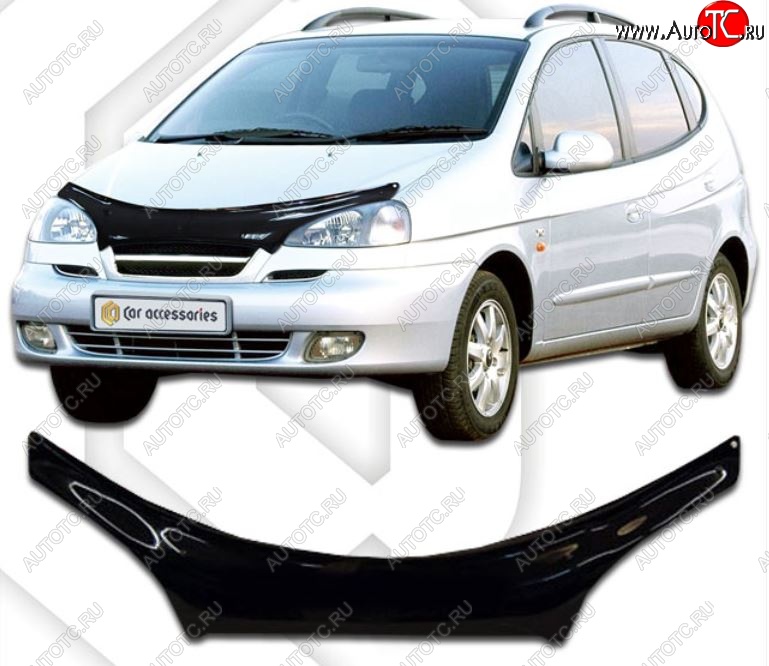 2 079 р. Дефлектор капота CA-Plastiс exclusive  Chevrolet Rezzo (2000-2008) (Classic черный, Без надписи)  с доставкой в г. Екатеринбург