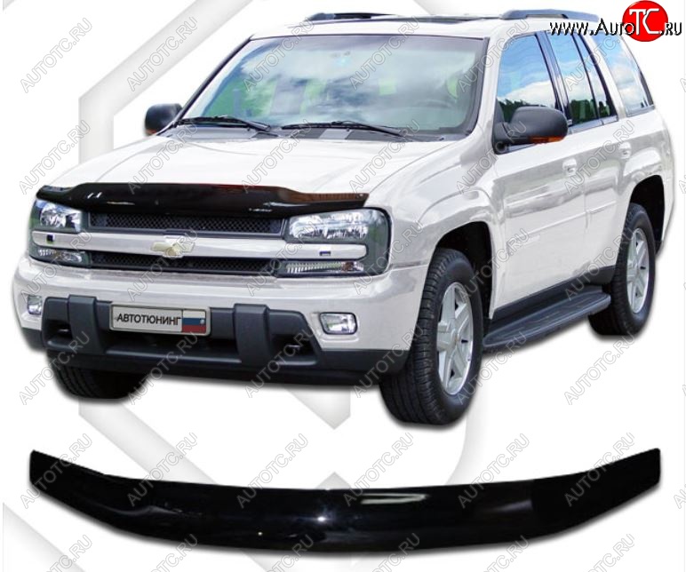 2 159 р. Дефлектор капота CA-Plastic  Chevrolet Trailblazer  GMT360 (2006-2012) рестайлинг (Classic черный, Без надписи)  с доставкой в г. Екатеринбург