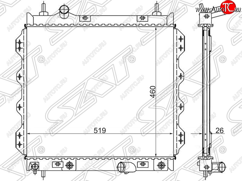 8 299 р. Радиатор двигателя SAT (пластинчатый, 1.6/2.0/2.4/2.4T, МКПП/АКПП)  Chrysler PT Cruiser (2000-2010)  дорестайлинг,  рестайлинг  с доставкой в г. Екатеринбург