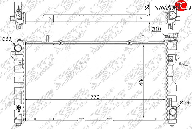 8 699 р. Радиатор двигателя SAT (пластинчатый, 3.3/3.8, МКПП/АКПП)  Chrysler Voyager  RG минивэн (2000-2004), Dodge Caravan (2000-2007)  с доставкой в г. Екатеринбург