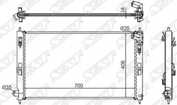 Радиатор двигателя SAT (пластинчатый, 1.5/1.8/2.0/2.0D, МКПП/АКПП) Mitsubishi Lancer 10 седан дорестайлинг (2007-2010)