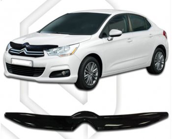 1 759 р. Дефлектор капота CA-Plastic CITROEN C4 B7 хэтчбэк 5 дв. (2011-2018) (Classic черный, Без надписи)  с доставкой в г. Екатеринбург. Увеличить фотографию 2