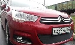 1 469 р. Сетка на бампер (хетчбек) Russtal (черная) CITROEN C4 B7 хэтчбэк 5 дв. (2011-2018)  с доставкой в г. Екатеринбург. Увеличить фотографию 2