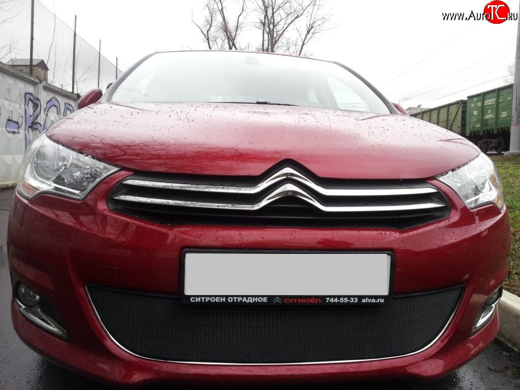 1 469 р. Сетка на бампер (хетчбек) Russtal (черная) CITROEN C4 B7 хэтчбэк 5 дв. (2011-2018)  с доставкой в г. Екатеринбург